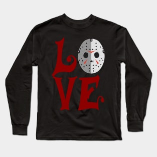 Love Halloween Hockey Mask Killer Design Long Sleeve T-Shirt